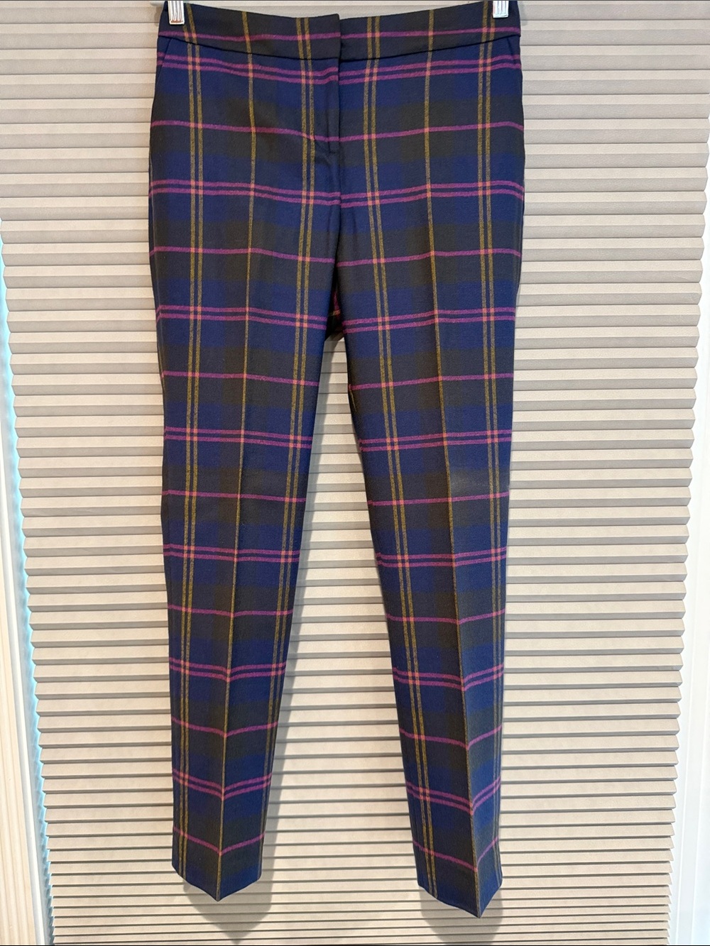 Boden Navy Plaid Slim Men's Chinos with Pink & Olive Lines- size US 6R